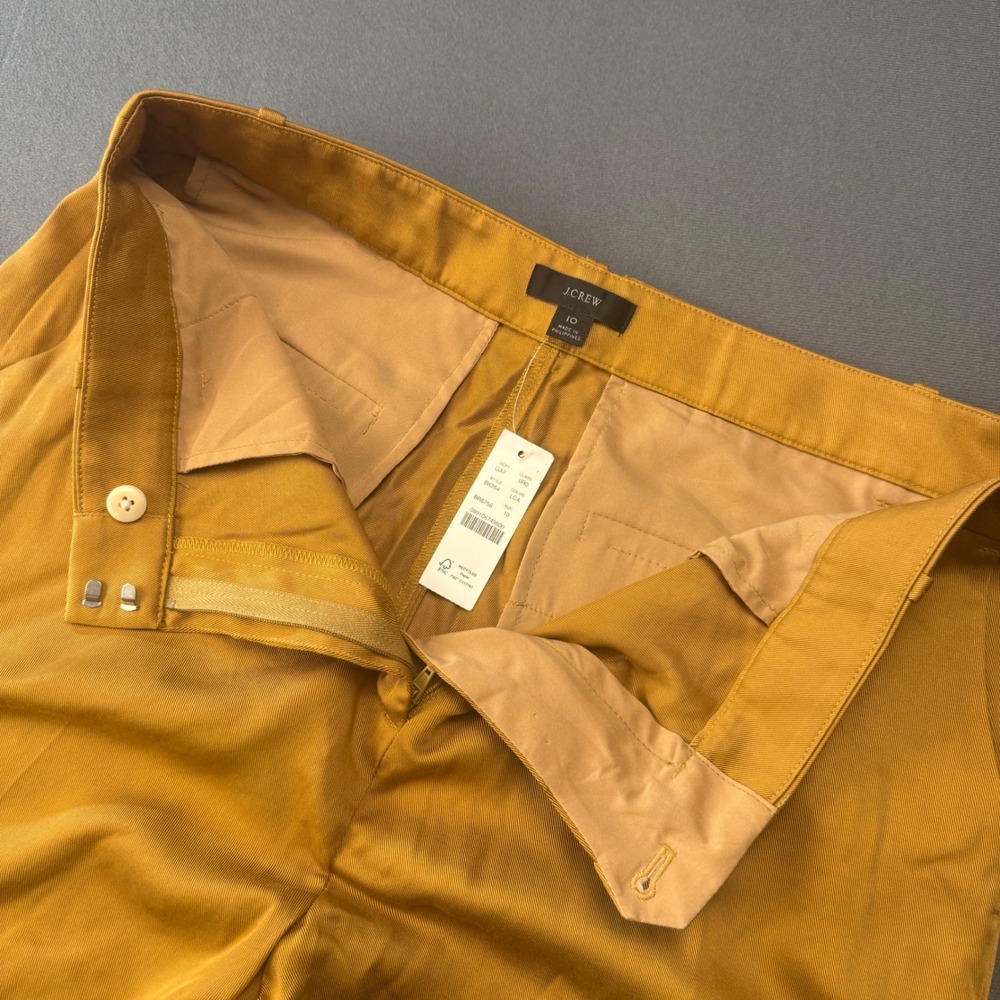 J.Crew Pants Womens 10 Yellow BK254 Kate Straight Leg Trousers Mustard Gold New